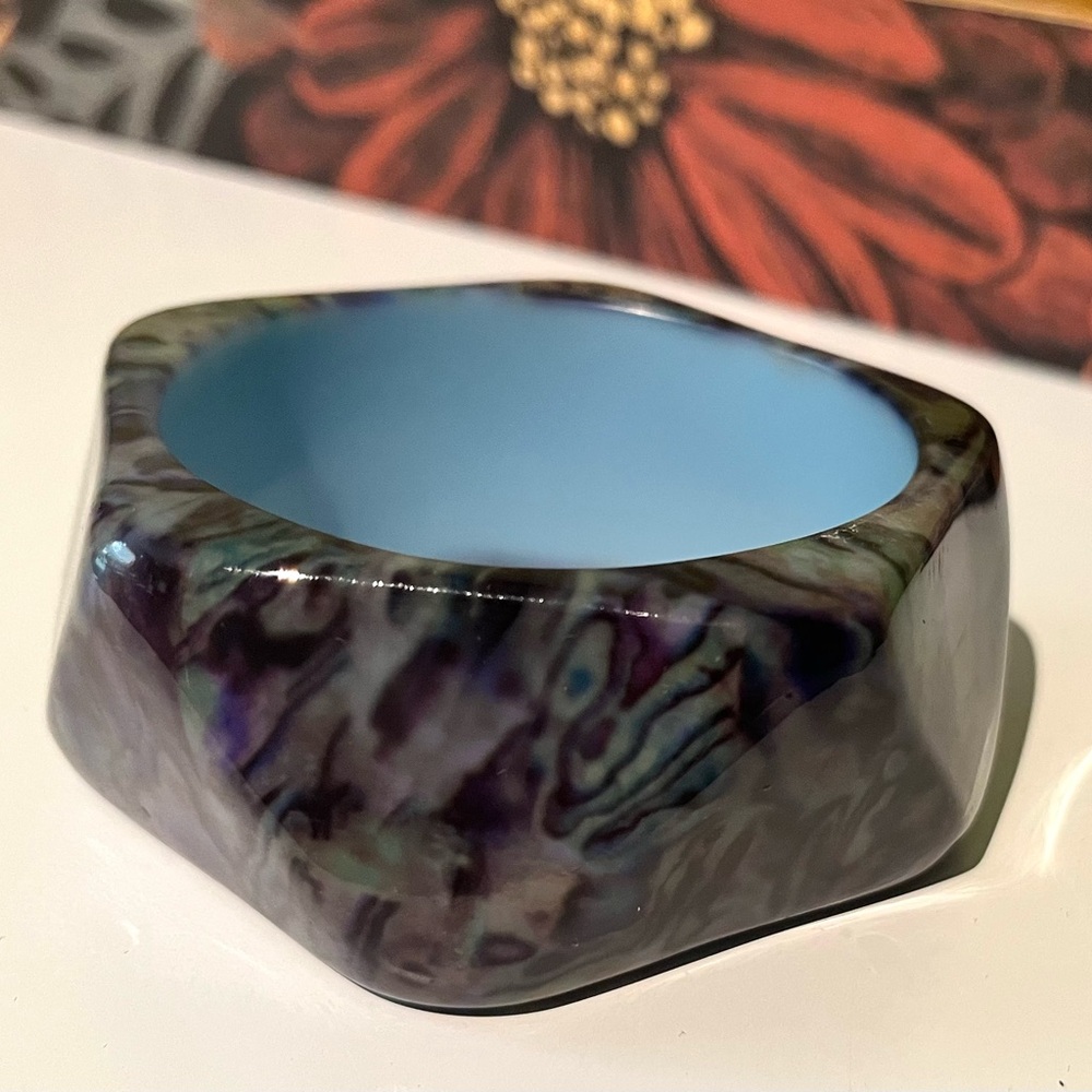 Multicolor Resin Bangle Bracelet Marble Look Geometric